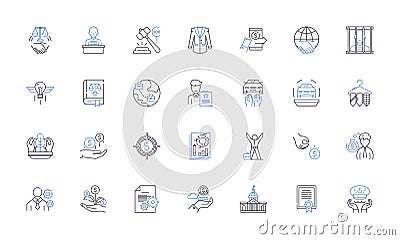 Natural rights line icons collection. Liberty, Equality, Justice, Dignity, Humanity, Freedom, Respect vector and linear Vector Illustration