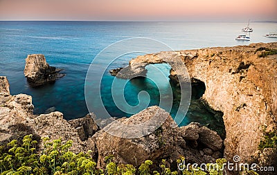 Natural rock arch in Ayia Napa on Cyprus island Stock Photo