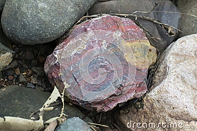 Natural Rock Stone Banded Hematite Jasper with Layers and Bands Stock Photo