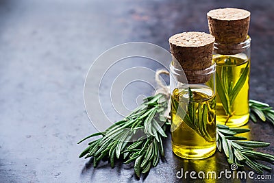 Natural rosemary essential oil for beauty and spa Stock Photo