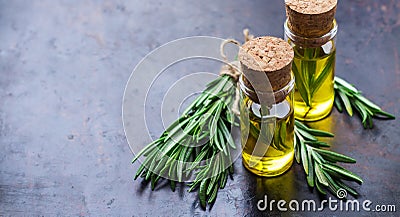 Natural rosemary essential oil for beauty and spa Stock Photo