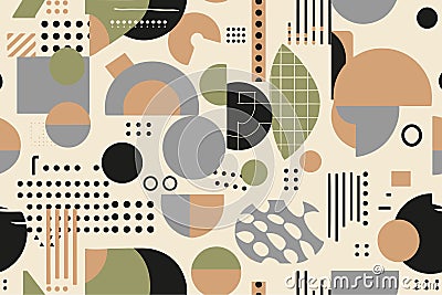 Natural rounded geometric shapes seamless pattern. Safari color cartoon isolated textile print pattern. Vector Vector Illustration