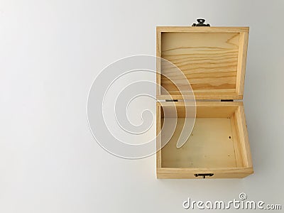 Natural rubber brown empty wood box on white background Stock Photo