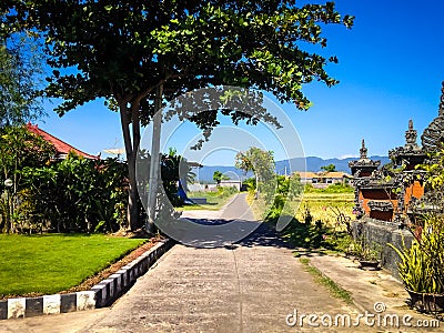 Natural Scenery Small Beach Road In Warm Sunshine On A Sunny Day The Village Stock Photo