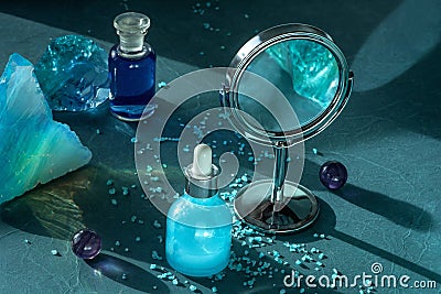 Natural Serum and lavender oil Stock Photo