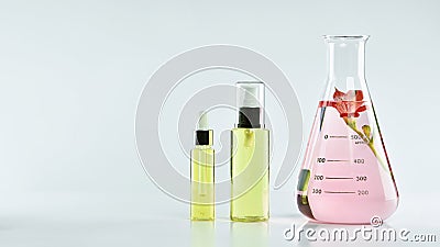 Natural skin care beauty products, Natural organic botany extraction and scientific glassware Stock Photo