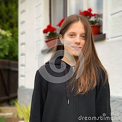 Young girl smiling natural portrait at Hungary Stock Photo