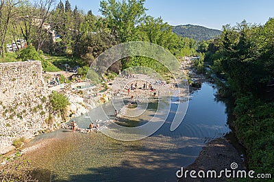 The natural spa of Bagni di Petriolo, Italy Editorial Stock Photo