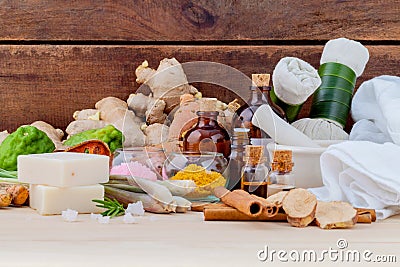 Natural Spa Ingredients Aromatherapy and Natural Spa theme on w Stock Photo