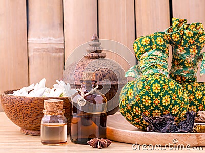 Natural Spa Ingredients herbal compress ball. Stock Photo