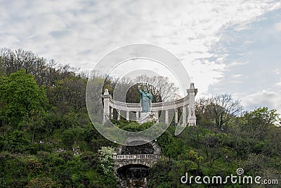 natural and spiritual marvels the st. gerard of csanad (szent gellert) monument and gellert hill waterfall Editorial Stock Photo