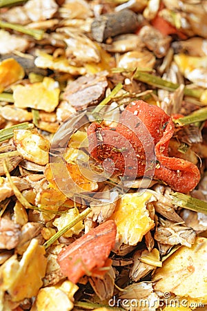 Natural sportive muesli with carrot. for horse.macro Stock Photo