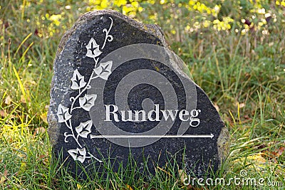 Natural stone with the German word 