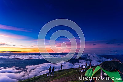 Natural Sunset Sunrise.Phu Thap Boek,Phetchabun Mountains.Landscape Sky At Sunset Dawn Sunrise. Unseen Thailand Editorial Stock Photo