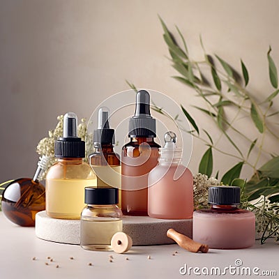 natural supplements and remedies, herbal teas and essential oils Stock Photo