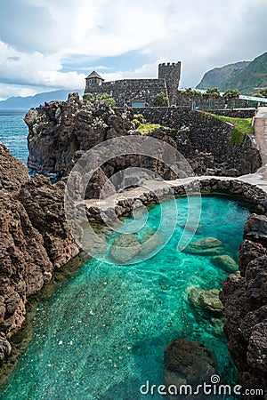 Natural swimming pool lagoon at Porto Moniz, Madeira, Portugal Stock Photo