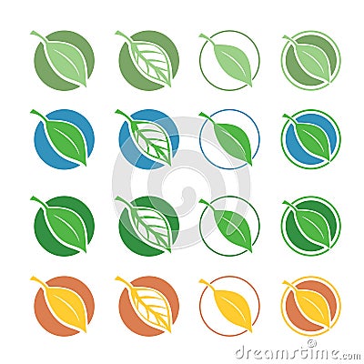 natural symbols with leaf Vector Illustration