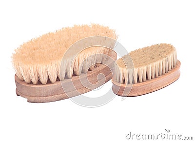 Natural tampico fiber body and face brushes Stock Photo