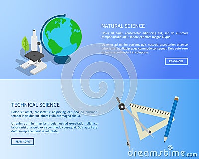 Natural and Technical Sciences Internet Info Page Vector Illustration