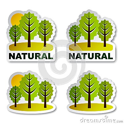 Natural tree forest stickers Vector Illustration