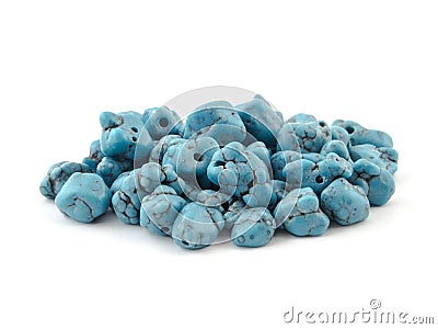 Natural turquoise beads on a white background Stock Photo