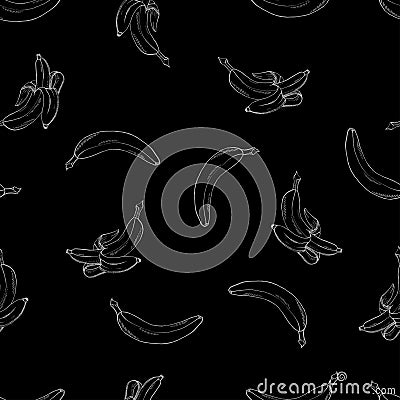 Natural vector path bananas black pattern Vector Illustration