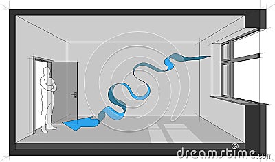 Natural ventilation diagram Vector Illustration