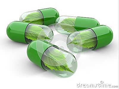 Natural vitamin pills. Alternative medicine. Stock Photo