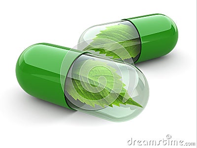 Natural vitamin pills. Alternative medicine. Stock Photo