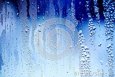 Natural water drops on glass Stock Photo