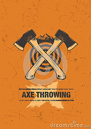 Axe Throwing Wilderness Outdoor Activity On Grunge Background Vector Illustration