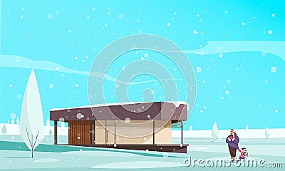 Natural Winter Phenomena Backgroundt Cartoon Illustration