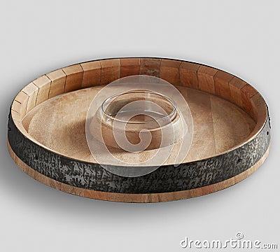 Natural wood BARREL TOP CHIP & DIP Stock Photo