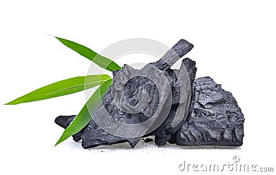 Natural wood charcoal, traditional charcoal or hard wood charcoal isolated on white background Stock Photo