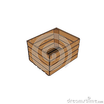 natural wooden box, wine box, fruit box, solid wood crate shelf vector illustration Vector Illustration