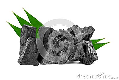 Natural wooden charcoal or traditional hard wood charcoal Stock Photo