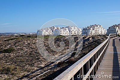 natural wooden walkway in Peniche, Portugal in day light Editorial Stock Photo