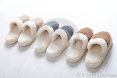 Natural woollen slippers Stock Photo