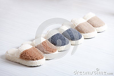 Natural woollen slippers Stock Photo