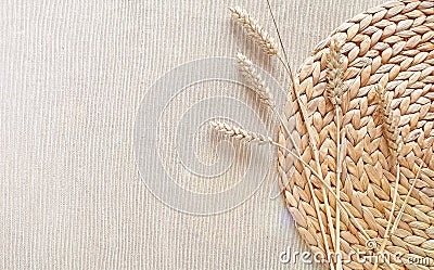 Natural woven straw background Stock Photo