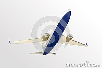 Naturalistic plane takes off. Bottom view. Isolated on white background. Vector Illustration Stock Photo