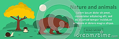 Nature and animals banner horizontal concept Vector Illustration