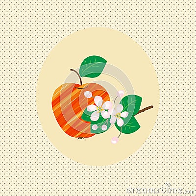 Nature apple fruit pattern blossom vintage vector Cartoon Illustration