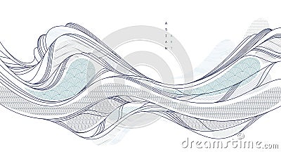 Nature art oriental Japanese style vector abstract background, runny like water shapes . Vector Illustration