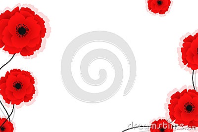 Nature background with red poppies flowers. Vector illustration. Can be used for textile, wallpapers, prints and web design Vector Illustration