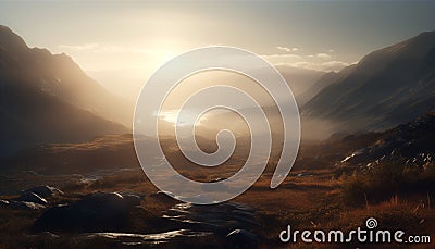 Nature beauty mountain peak, sunset, sunrise, rock, forest, tranquil scene generated by AI Stock Photo