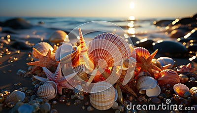 Nature beauty in summer starfish, sand, water, vacations, coastline generated by AI Stock Photo