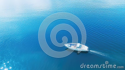 nature boat on lake aerial Cartoon Illustration