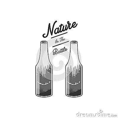 Nature and bottle illustrations Vector Illustration