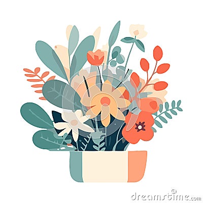 Nature bouquet Ornate blossoms in multi colored growth Vector Illustration